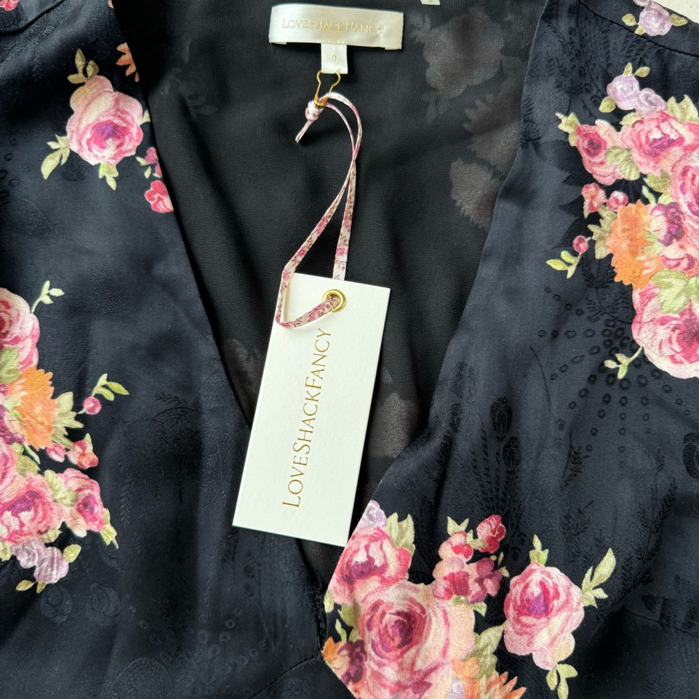 LoveShackFancy Elowen Midi dress floral Silk blend fabric size 0 - Picture 8 of 14